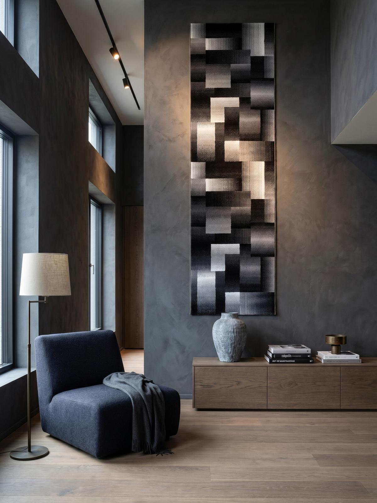 TEPPICH Kurzflor ASPEN in Schwarz, abstrakt kariert, 80 x 300 cm - Schwarz, Textil (300/80cm) - KADIMA DESIGN