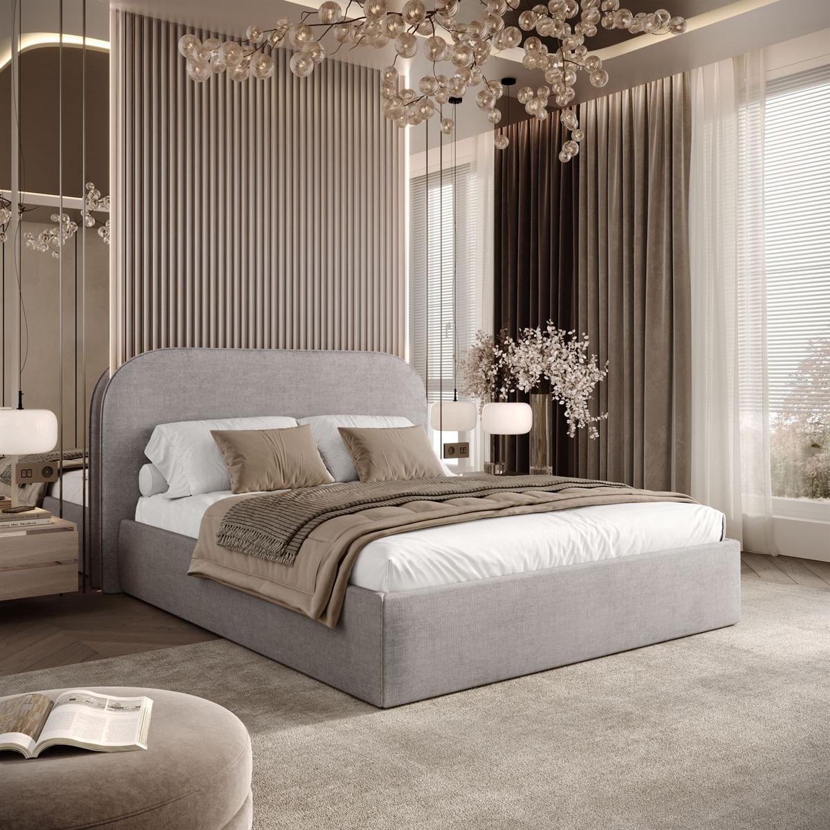 POLSTERBETT OLIMPIA mit Bettkasten 160x200, Perfect Harmony 80 - Hellgrau, Textil (160/200cm) - Lookway