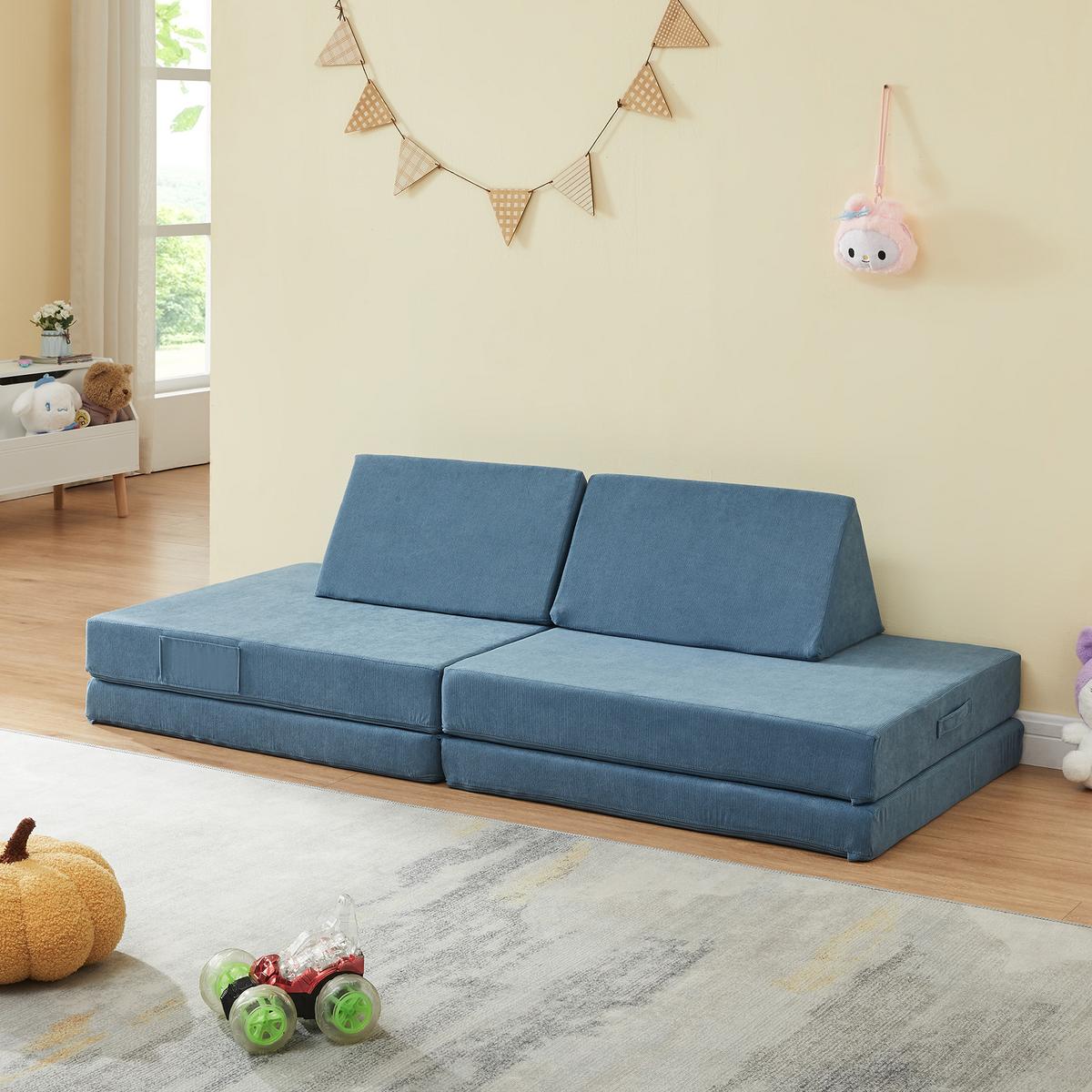 SPIELSOFA Norhulta - Blau, Textil (150/46/66cm) - [en.casa]