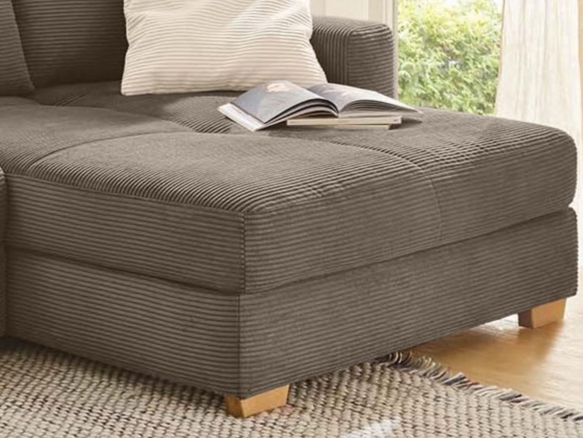 ECKSOFA-DAUERSCHLÄFER Federkern Bettkasten, seitenverkehrt montierbar B288/T186/H86 cm, Liegefl. 153x245 cm, Cord Braun Taupe / 15155 - Eichefarben/Braun, Holz/Textil (288/186cm) - luma-home
