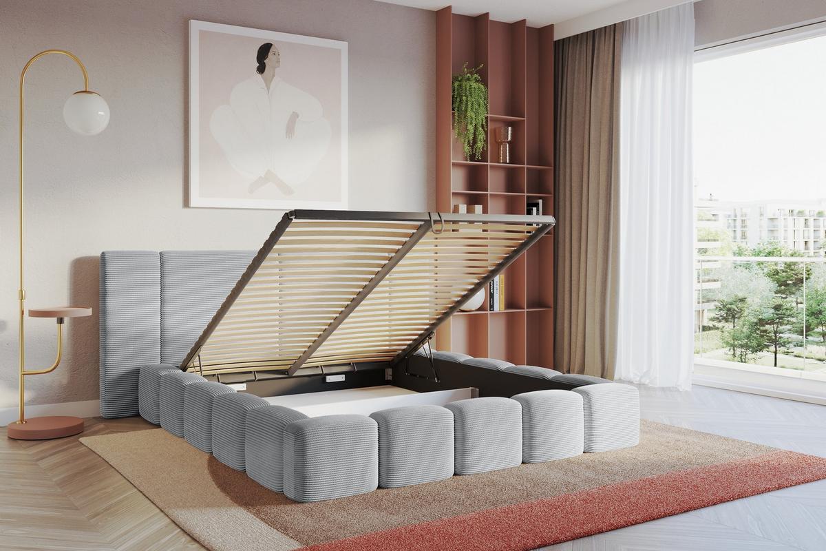 POLSTERBETT mit Bettkasten und Lattenrost, Boxbett ohne Matratze - NILO 120x200 Grau - Anthrazit, Holzwerkstoff/Textil (120/200cm) - ALTDECOR