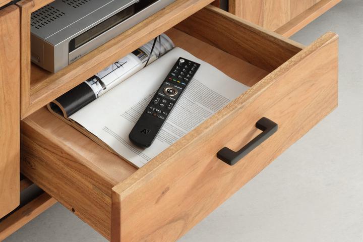 TV-Element Echtholz Akazie 1 Schublade 3 Einlegeböden 3 Drehtüren