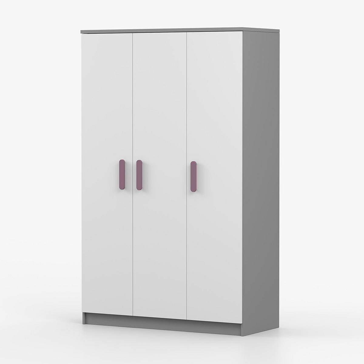 KLEIDERSCHRANK Jonas II 2D 19, 120/192/50, 3-türig, grau - Violett/Grau, Holzwerkstoff (120/194/50cm) - imoebel24