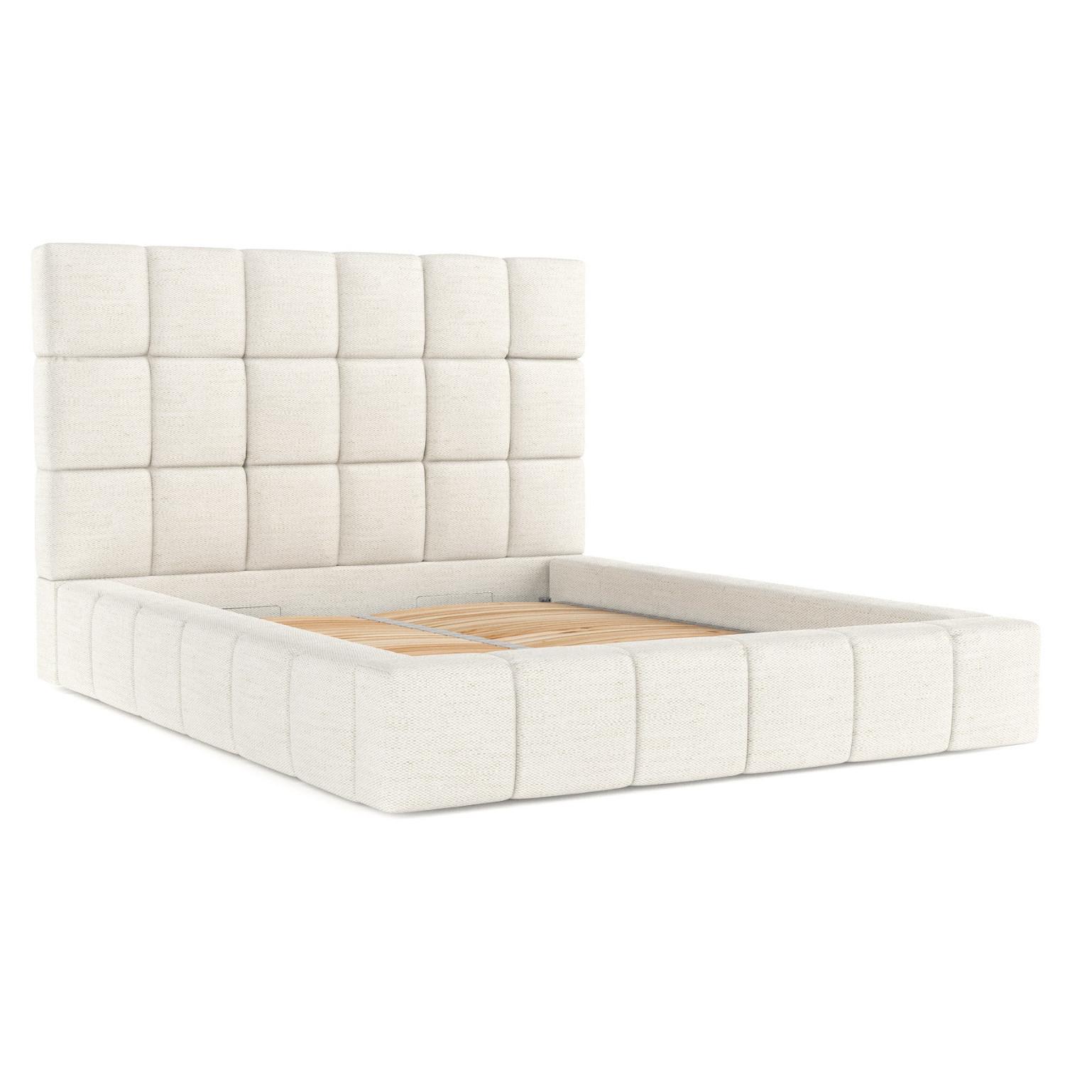 POLSTERBETT Skiathos mit Stauraum 160/200 cm Creme im Modesto Stoff - Creme/Schwarz, Holz/Holzwerkstoff (160/200cm) - AltaBeds