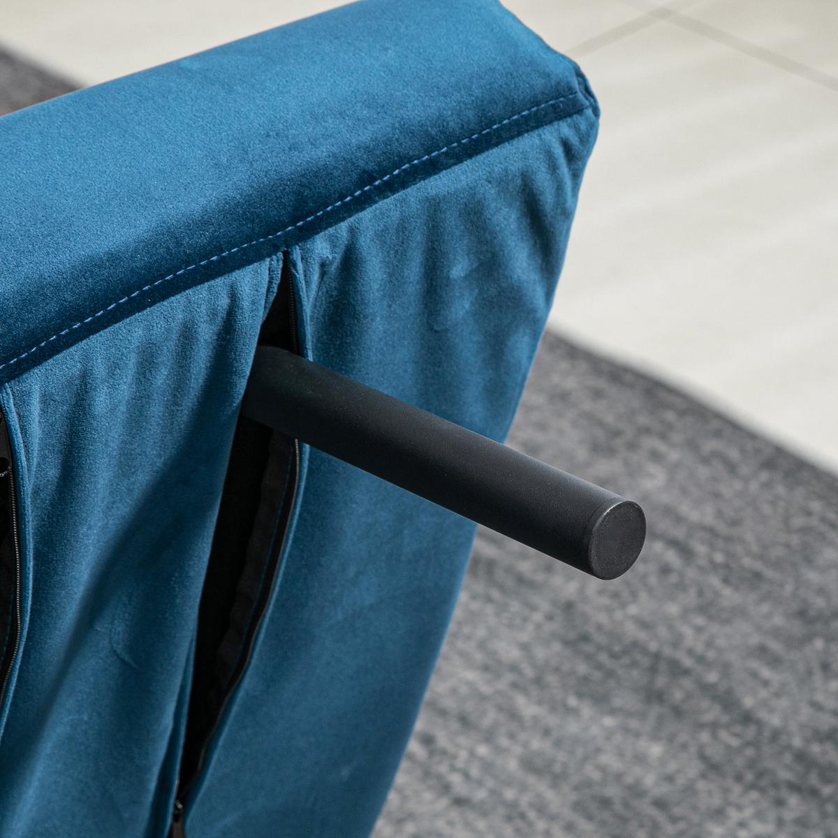 SCHLAFSOFA, Zweisitzer mit Bettfunktion, Schlafcouch mit Samtoptik, Rückenkissen - Blau/Schwarz, Holz/Textil (73/81/102cm) - HOMCOM