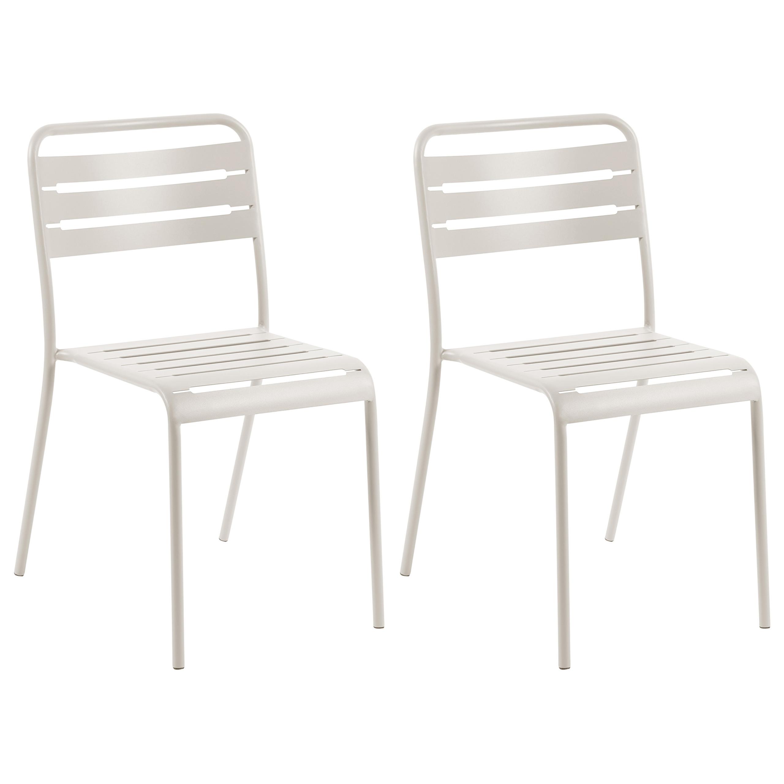 GARTENSTUHL 2er-Set Metall Hellbeige Lefkada - Beige, Metall (38/80/54cm) - Beliani