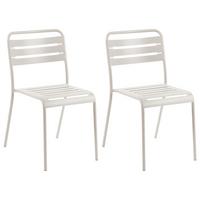 GARTENSTUHL 2er-Set Metall Hellbeige Lefkada - Beige, Metall (38/80/54cm) - Beliani