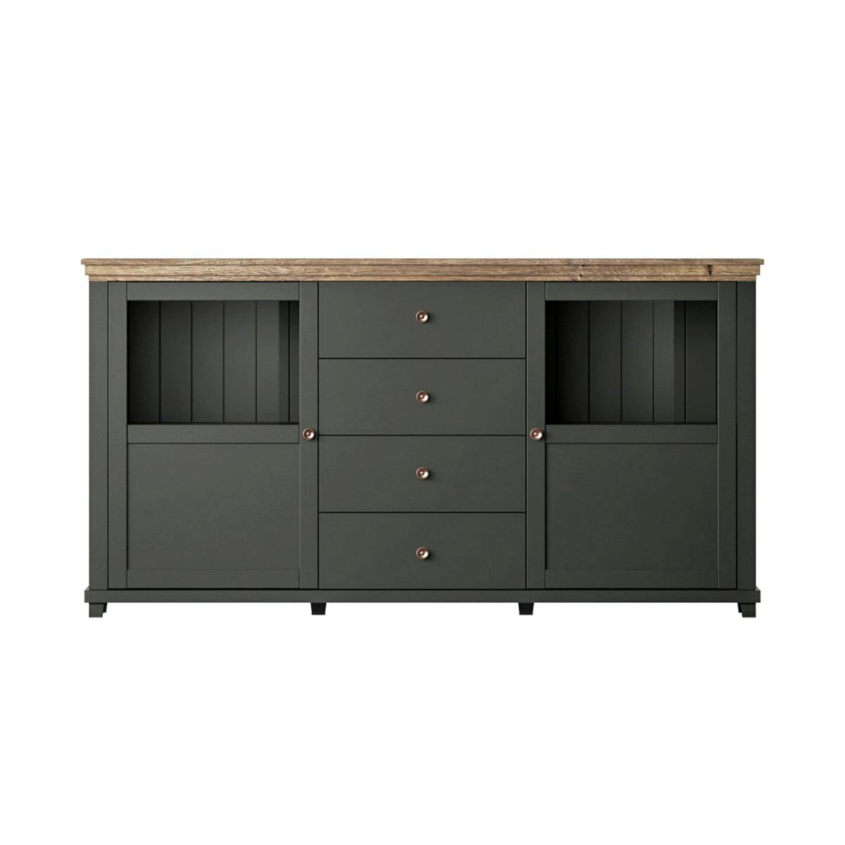 SIDEBOARD Martin Grün und Holz - Grün, Holzwerkstoff (181/93/42cm) - Petits-meubles