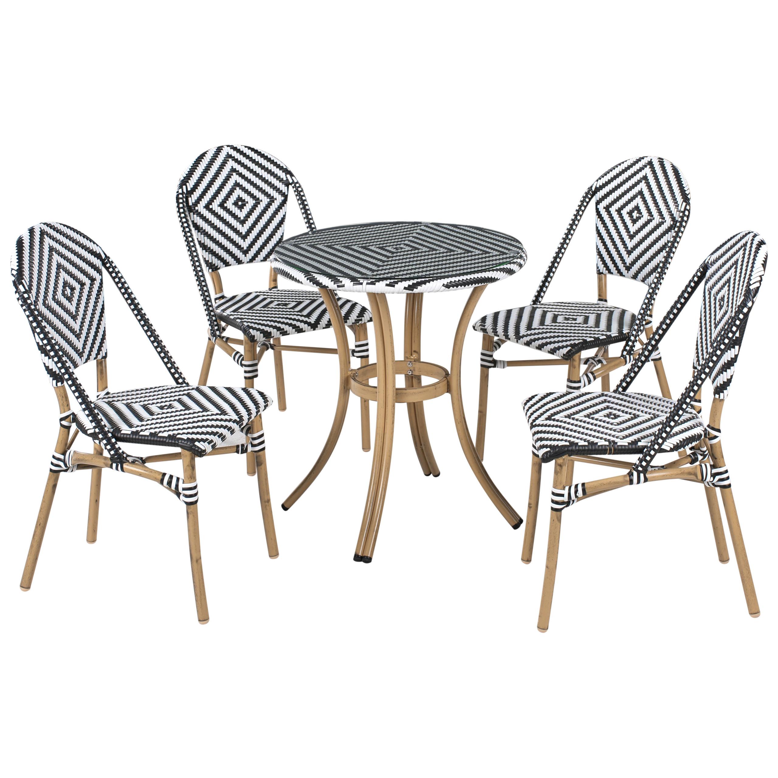 GARTENMÖBEL-SET 4-Sitzer Schwarz/Weiß Polyrattan Rifreddo - Naturfarben, Kunststoff - Beliani