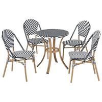GARTENMÖBEL-SET 4-Sitzer Schwarz/Weiß Polyrattan Rifreddo - Naturfarben, Kunststoff - Beliani