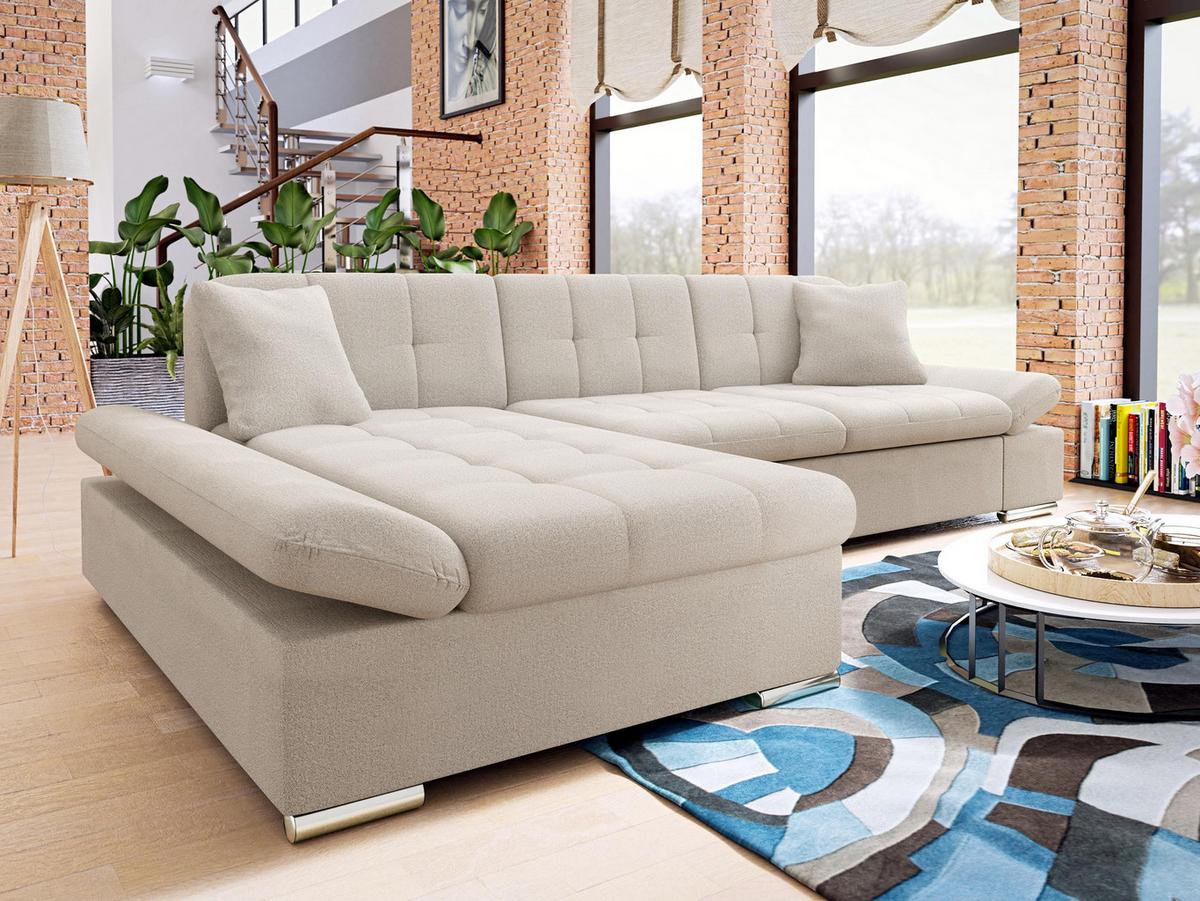 ECKSOFA Malwi, Seite: Links - Beige, Holz/Textil (278/161cm) - MIRJAN24