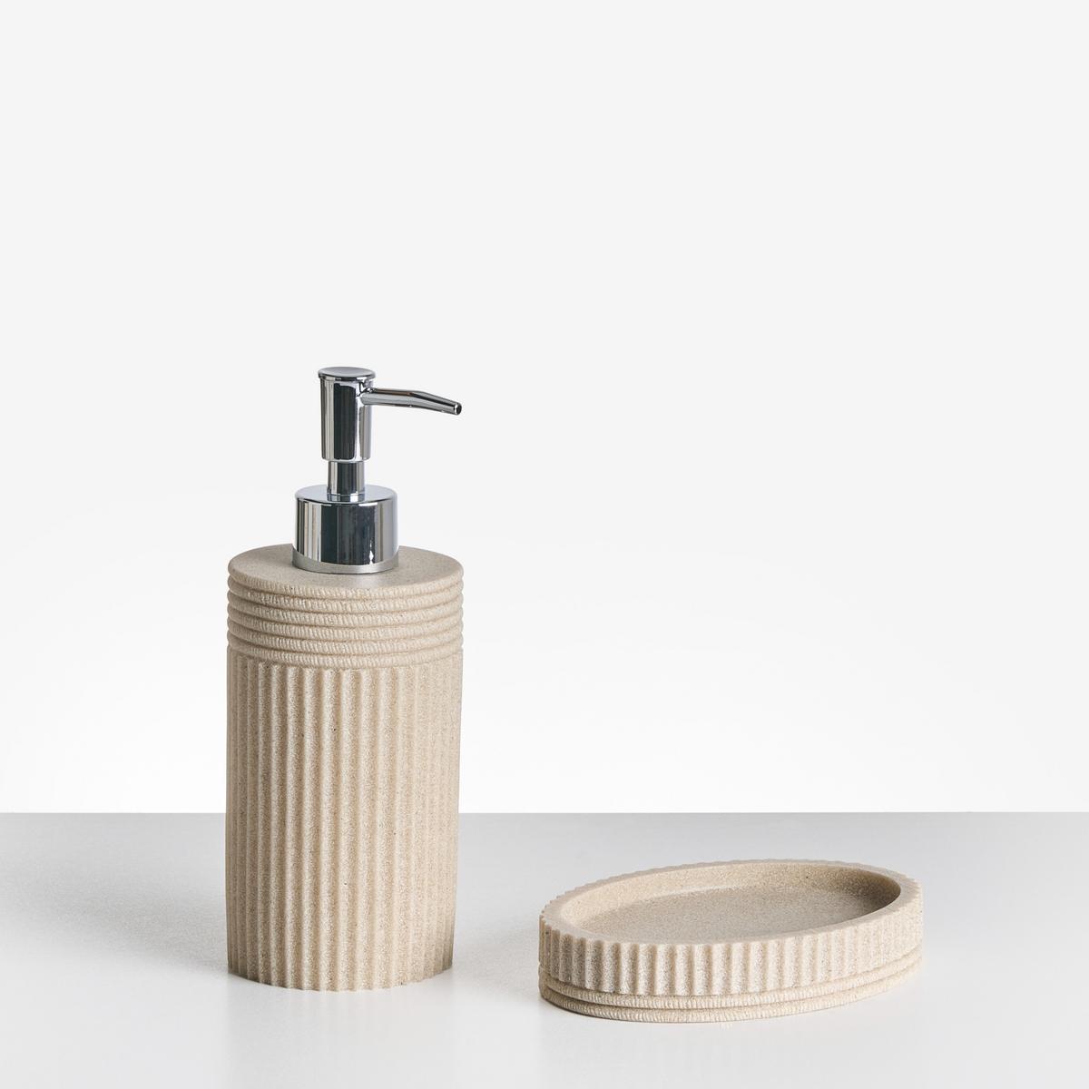 BADACCESSOIRES Set 5-teilig Hellbeige Channay - Beige, Kunststoff (8/10/8cm) - Beliani