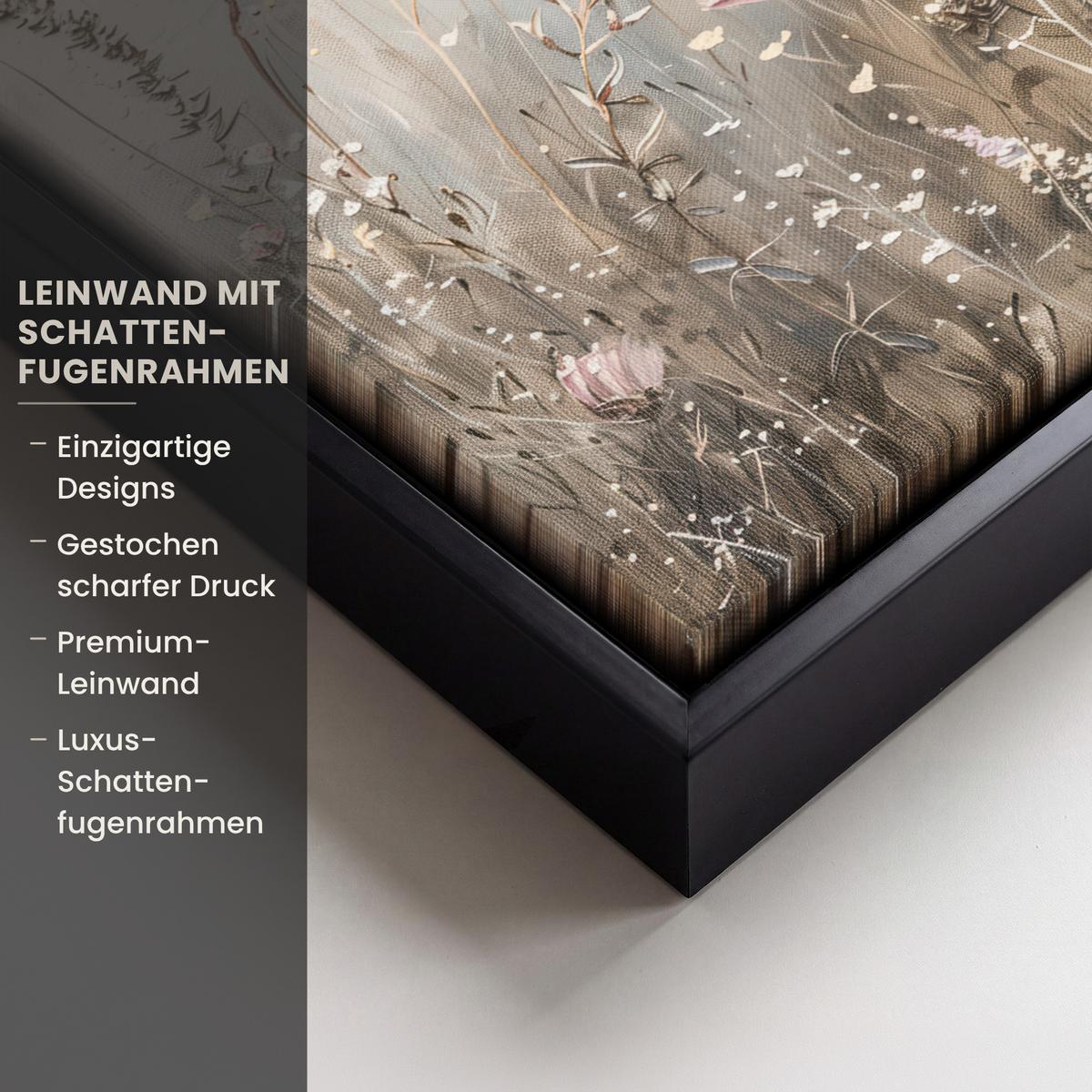 LEINWAND Bilder mit Rahmen - Blumen - Rosa - Modern - Beige - 30x20 - Beige, Textil (30/20cm) - MuchoWow