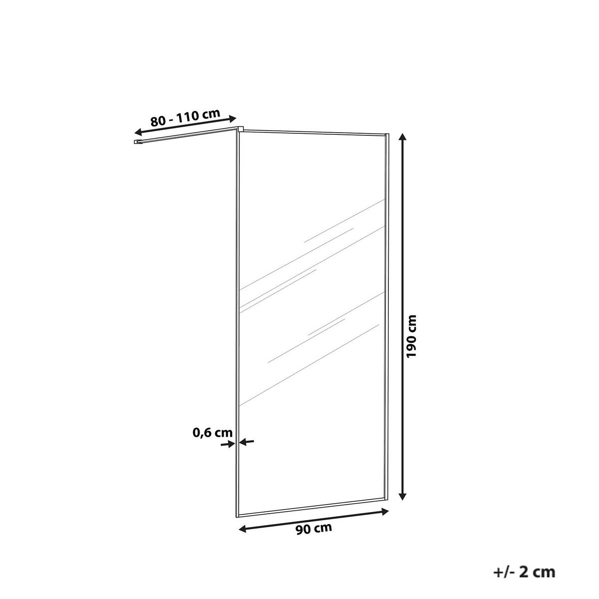 DUSCHWAND 90/190 cm Gold Waspam - Transparent/Goldfarben, Glas (90/190cm) - Beliani