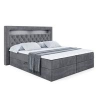 BOXBETT LED mit H4-Matratze und Lattenrost - NOEL GOLD - 140x200 Dunkelgrau - Dunkelgrau, Holzwerkstoff (140/200cm) - ALTDECOR
