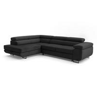 ECKSOFA Velmo mit Bettkasten und Schlaffunktion, verstellbaren Kopfstützen, in L-Form - Dunkelgrau, Textil (275/203cm)