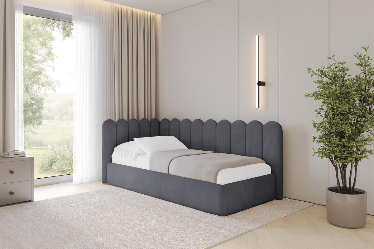 EINZELLBETT Jugendbett mit Bettkasten, Rechts - ARTY 80x200 Dunkelgrau - Titanfarben, Holzwerkstoff/Textil (80/200cm) - ALTDECOR