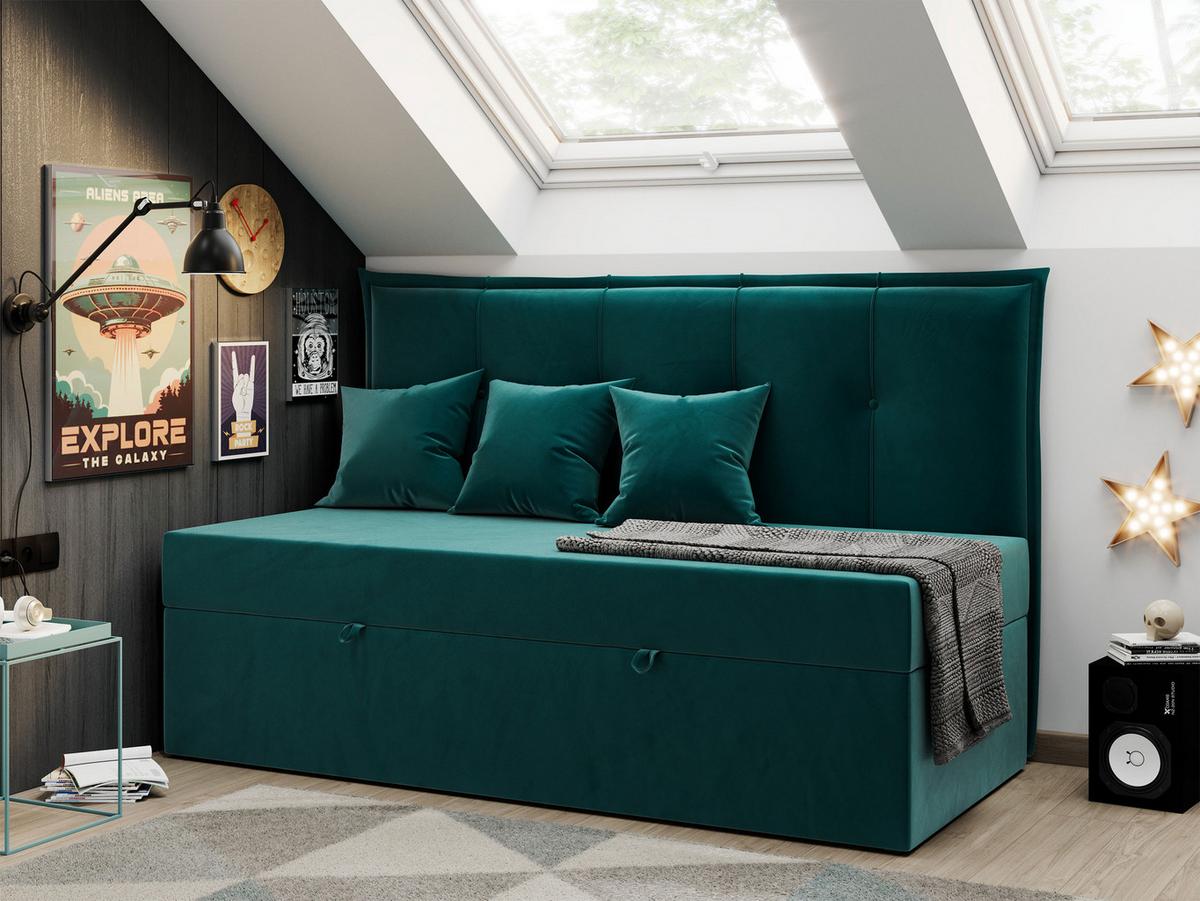 BOXBETT BANCO 90/200 Dunkelgrün Velvet - H3 - Dunkelgrün, Holz/Textil (90/200cm) - MKS