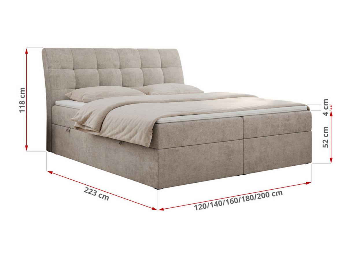 BOXBETT DIEGOS 120/200 Beige Struktur - H3 - Beige, Holz/Textil (120/200cm) - MKS