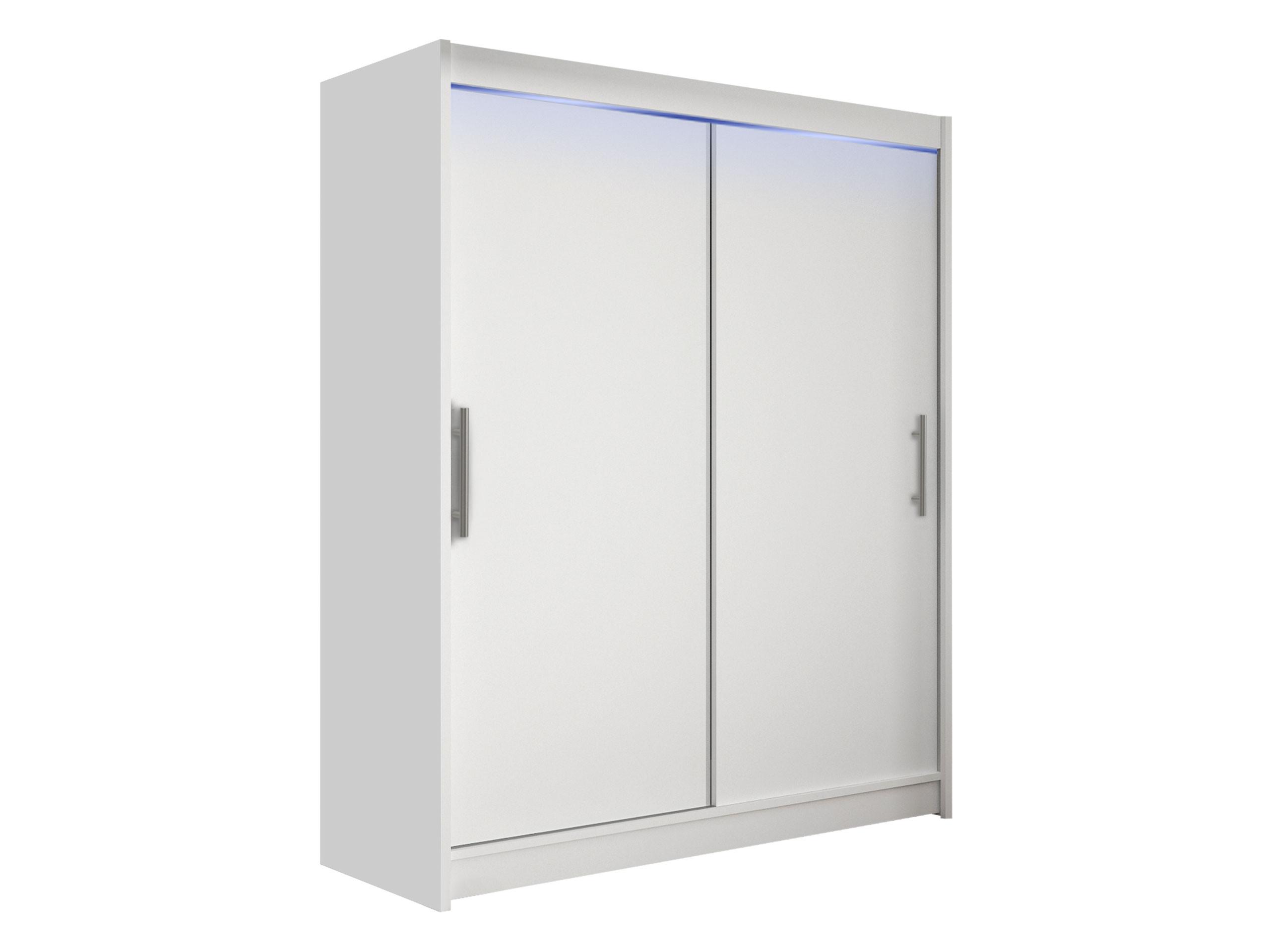 SCHWEBETÜRENSCHRANK Westa I, mit RGB LED Beleuchtung - Silberfarben/Weiß, Holzwerkstoff/Metall (150/200/58cm) - MIRJAN24