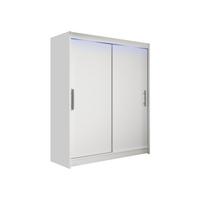 SCHWEBETÜRENSCHRANK Westa I, mit RGB LED Beleuchtung - Silberfarben/Weiß, Holzwerkstoff/Metall (150/200/58cm) - MIRJAN24