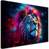 WANDBILD neon löwe tier afrika - Multicolor, Textil (60/40cm) - Feeby