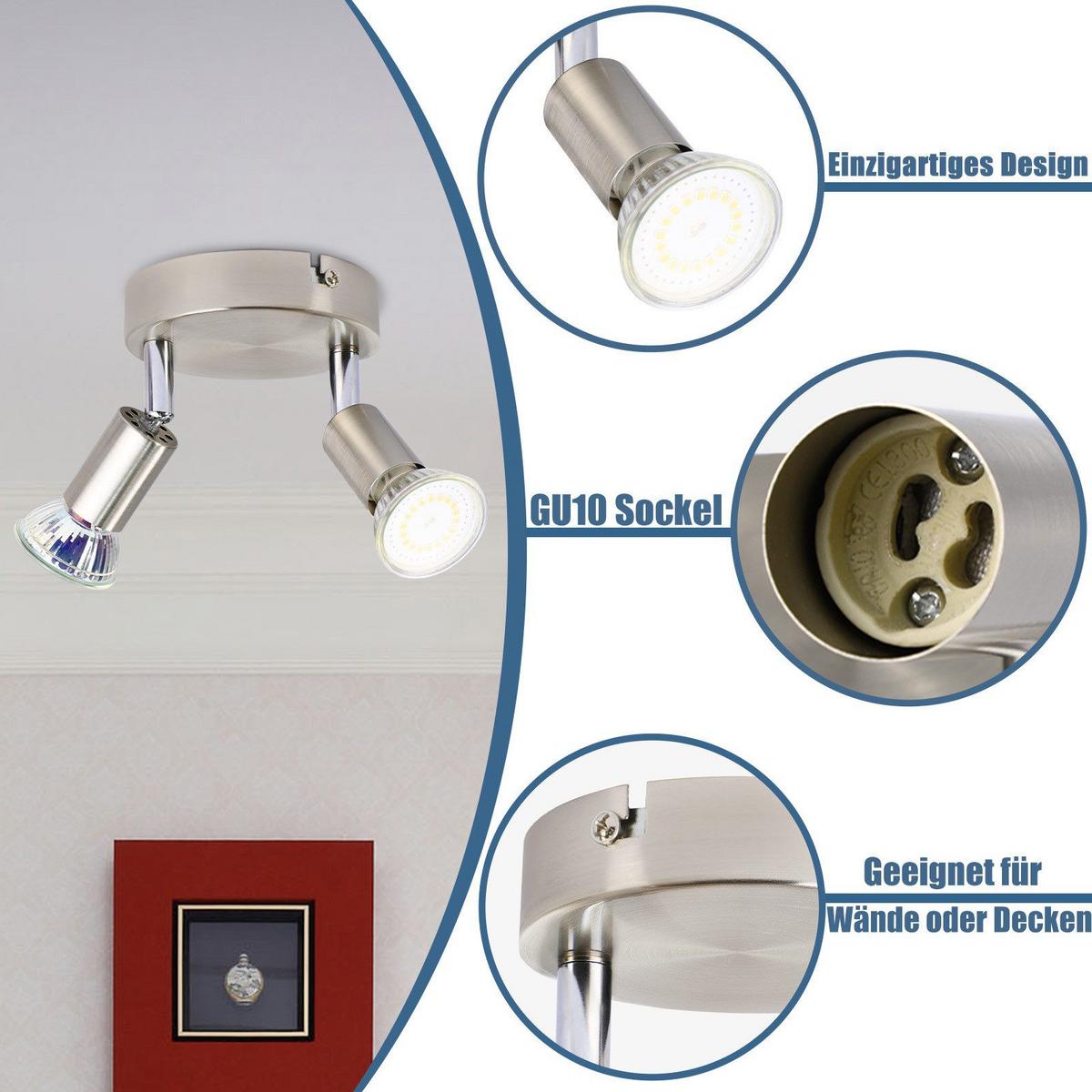 DECKENSTRAHLER Heike 2-flammig 11/11/11 cm - Silberfarben, Metall (11/11/11cm) - Nettlife