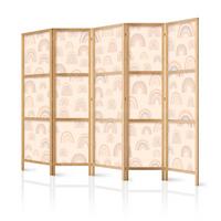 PARAVENT Japanischer 5-tlg 225x172 cm Regenb gen - Rosa, Holz/Textil (225/172/3cm) - Muralo