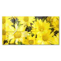 WANDUHR aus Glas 60x30 cm - Gelbe Blüten - Gelb, Glas (60/30/0.4cm) - TULUP
