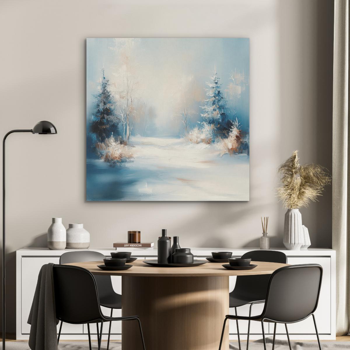 AKUSTIKBILD Wald - Winter - Natur - Abstrakt - Schnee Akustikpaneele 90x90 cm - Weiß, Kunststoff (90/90/0.9cm) - MuchoWow