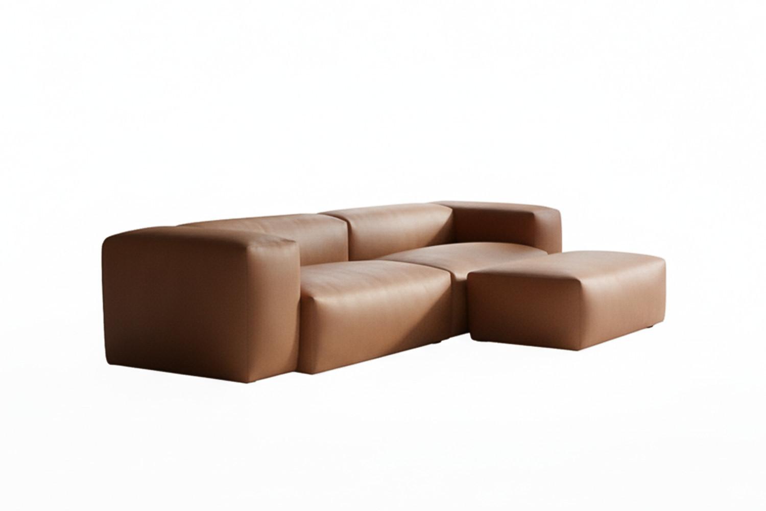SOFA CELESTE Braun Lederfaserstoff - Schwarz/Braun, Leder/Kunststoff (302/72/114cm) - KAWOLA