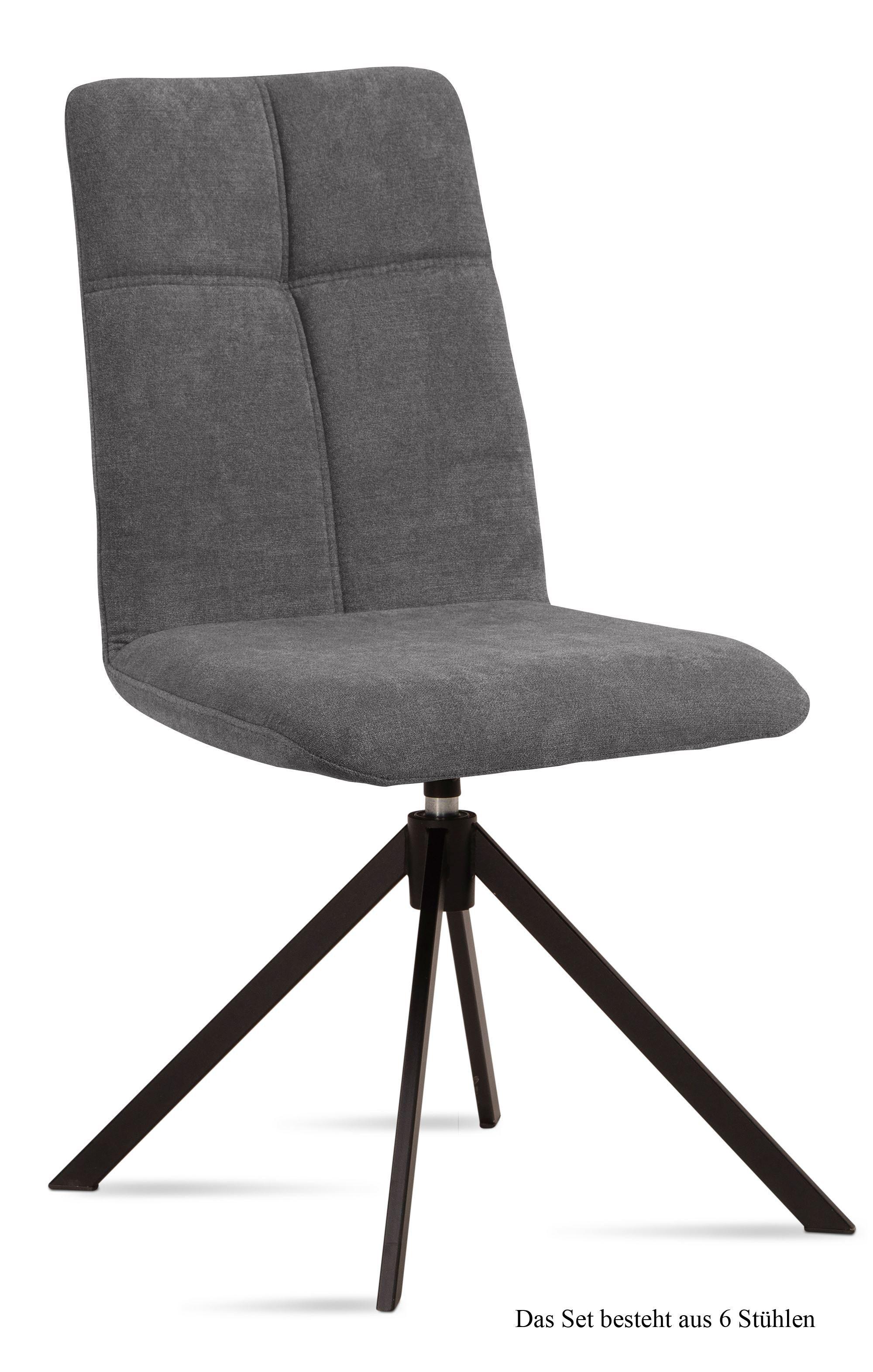 ESSZIMMERSTUHL drehbar (6er-Set) Debbie 47x92x60 Schwarz/Grau - Schwarz/Grau, Kunststoff (60/92/47cm) - 58aufmkessel