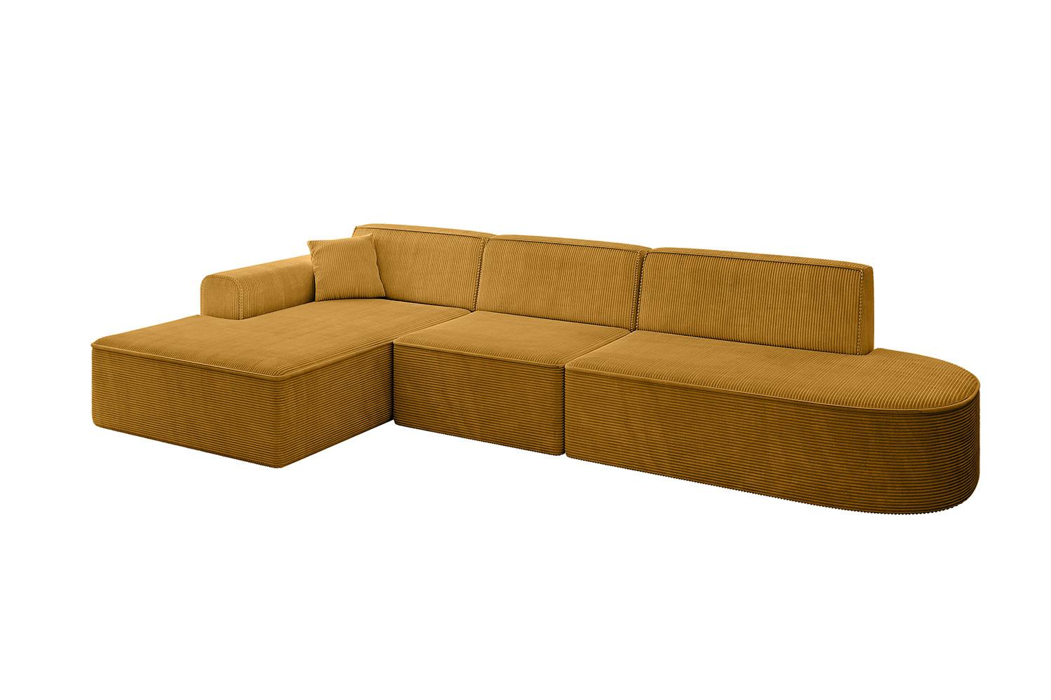 ECKSOFA Ottomane Links IREA-L2-v3 - 327x165x77 cm Senfgelb - Grün, Holzwerkstoff/Textil (327/165cm) - ALTDECOR