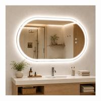 BADSPIEGEL mit Beleuchtung Lirwen 2.9/50/80 cm - Weiß, Glas (50/80/2.9cm) - ZMH