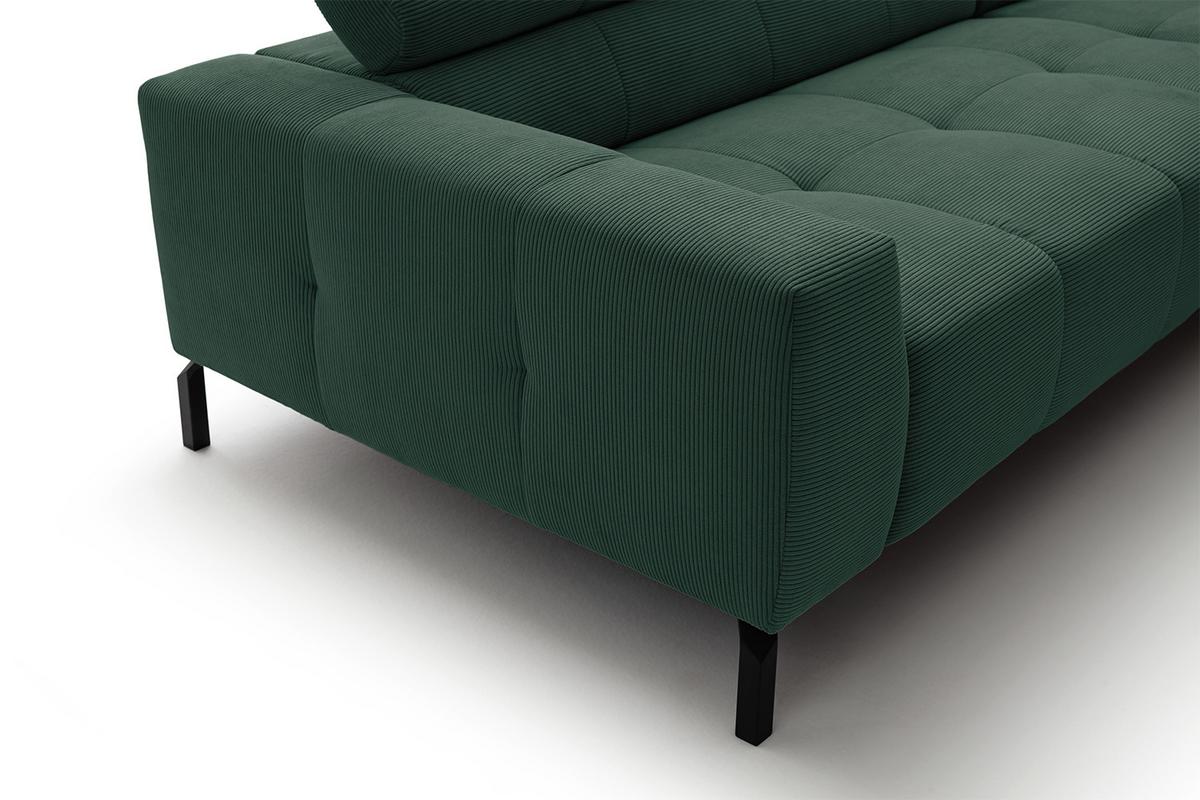 ECKSOFA MIT MOTORISCHEM SITZVORZUG OHIO Smaragdgrün Cord Relaxfunktion - Smaragdgrün/Schwarz, Textil/Metall (311/219cm) - KAWOLA