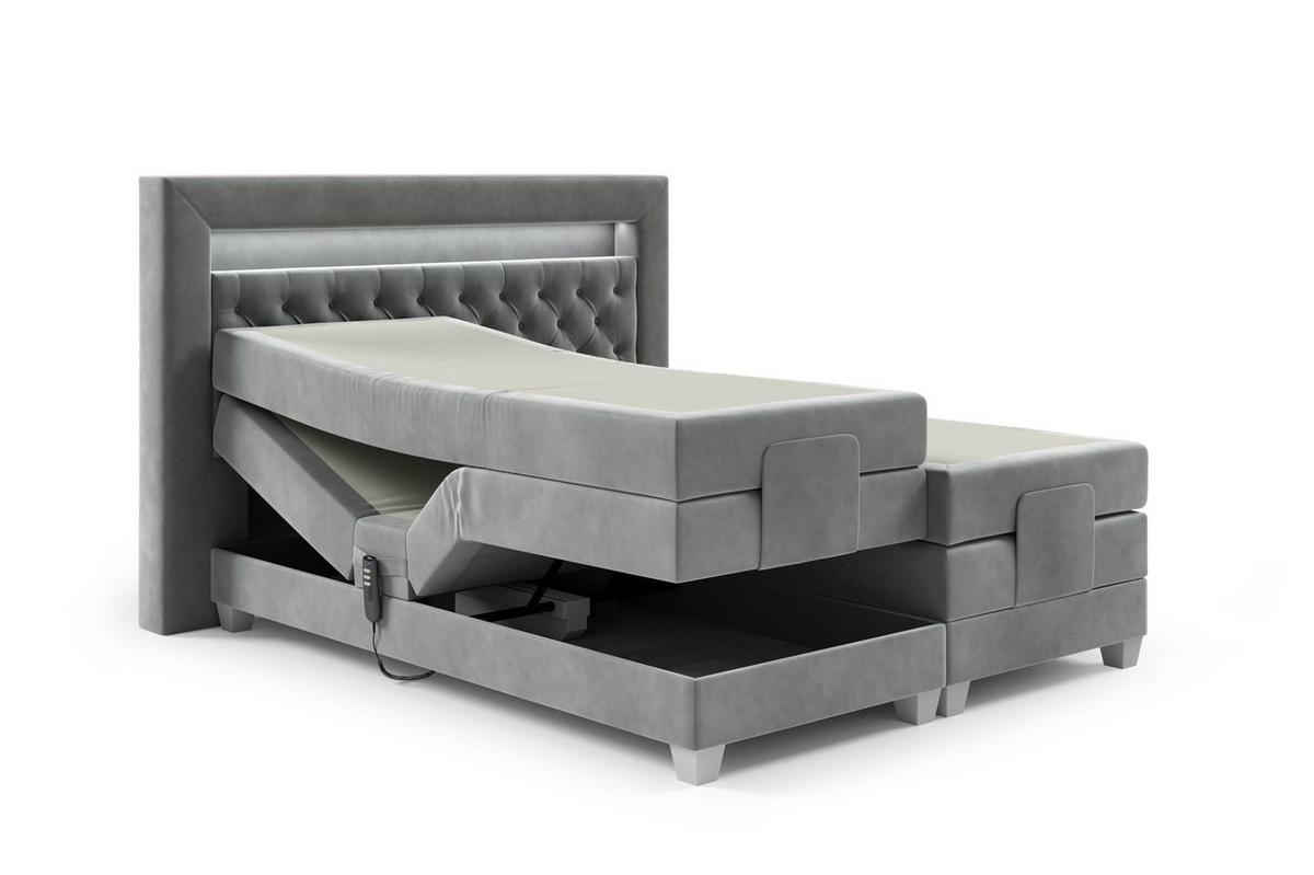 BOXSPRINGBETT Bett Elektrisch Armando - Graphitfarben, Holzwerkstoff/Textil (200/200cm) - Fun Möbel