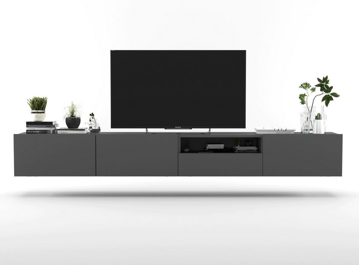 TV-LOWBOARD 2-er Set Enjoy Grau Matt Schublade 120 cm - Grau, Holzwerkstoff (240/30/35cm) - Meble Lindner
