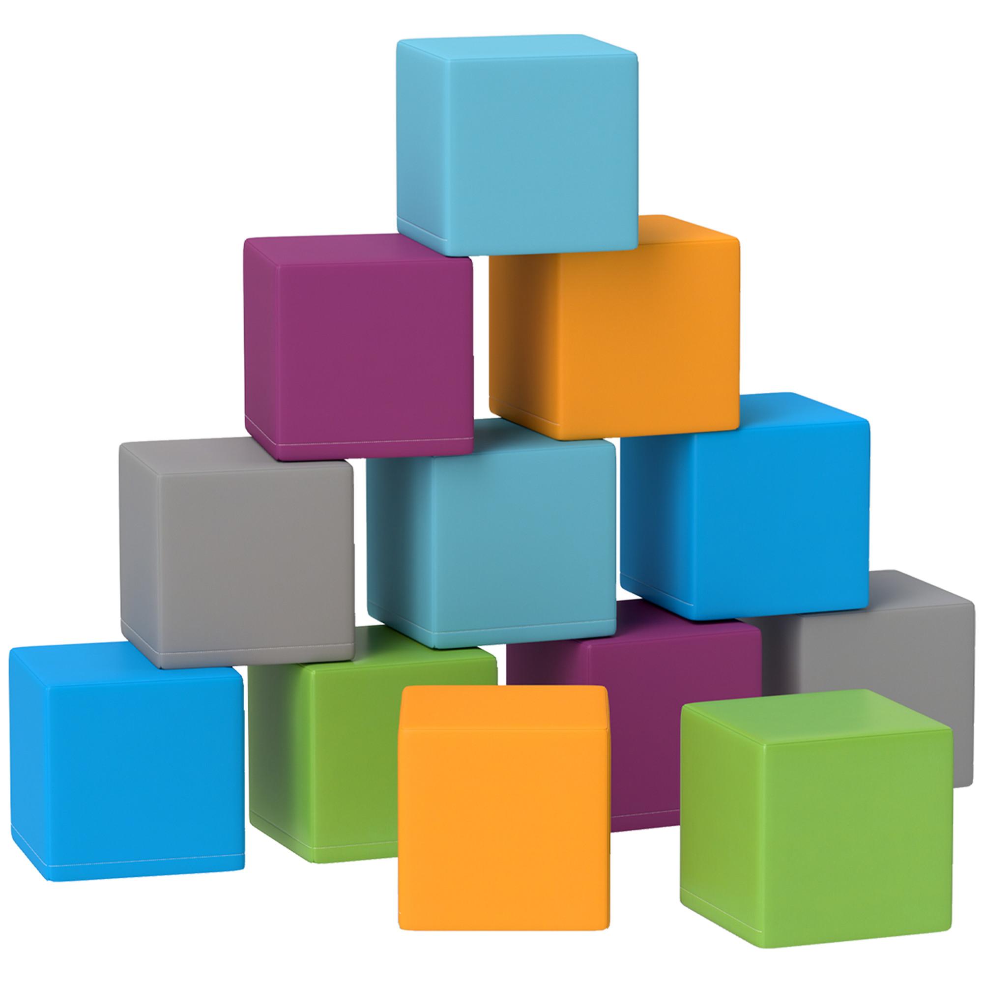 BAUSTEINSET 12er-Set Schaumstoff Bausteine Bauspielzeug für 1-3 Jahre Kinder - Blau/Multicolor, Kunststoff (20/20/20cm) - HOMCOM