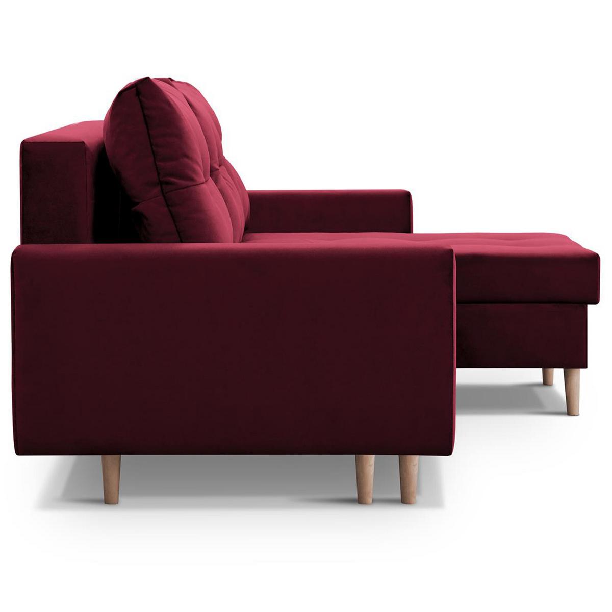 ECKSCHLAFSOFA Halant mit Bettkasten, universelle Ottomane, Veloursstoff, Bordeaux - Bordeaux, Textil (220/140cm) - Beautysofa