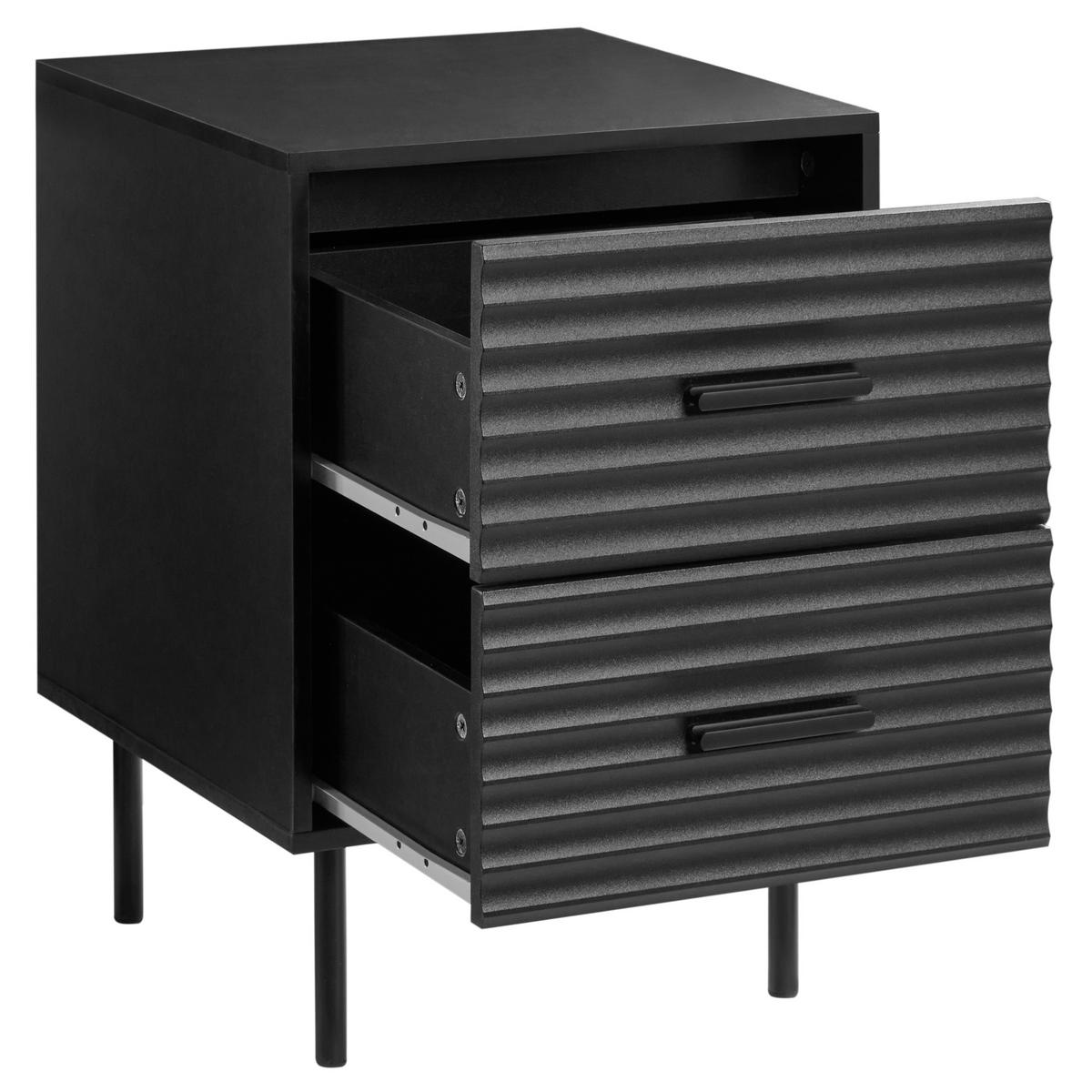 NACHTTISCH mit 2 Schubladen Schwarz Walgett - Schwarz, Holzwerkstoff (39/40/54cm) - Beliani