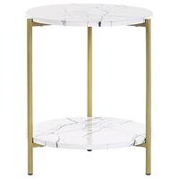 BEISTELLTISCH Marmor Optik weiß/gold 40 cm Reva - Goldfarben/Weiß, Holzwerkstoff (40/40/51cm) - Beliani