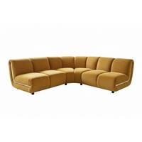 MODULSOFA LAYLA Gelb Velvet - Gelb/Schwarz, Buchenholz/Textil (213/213cm) - KAWOLA