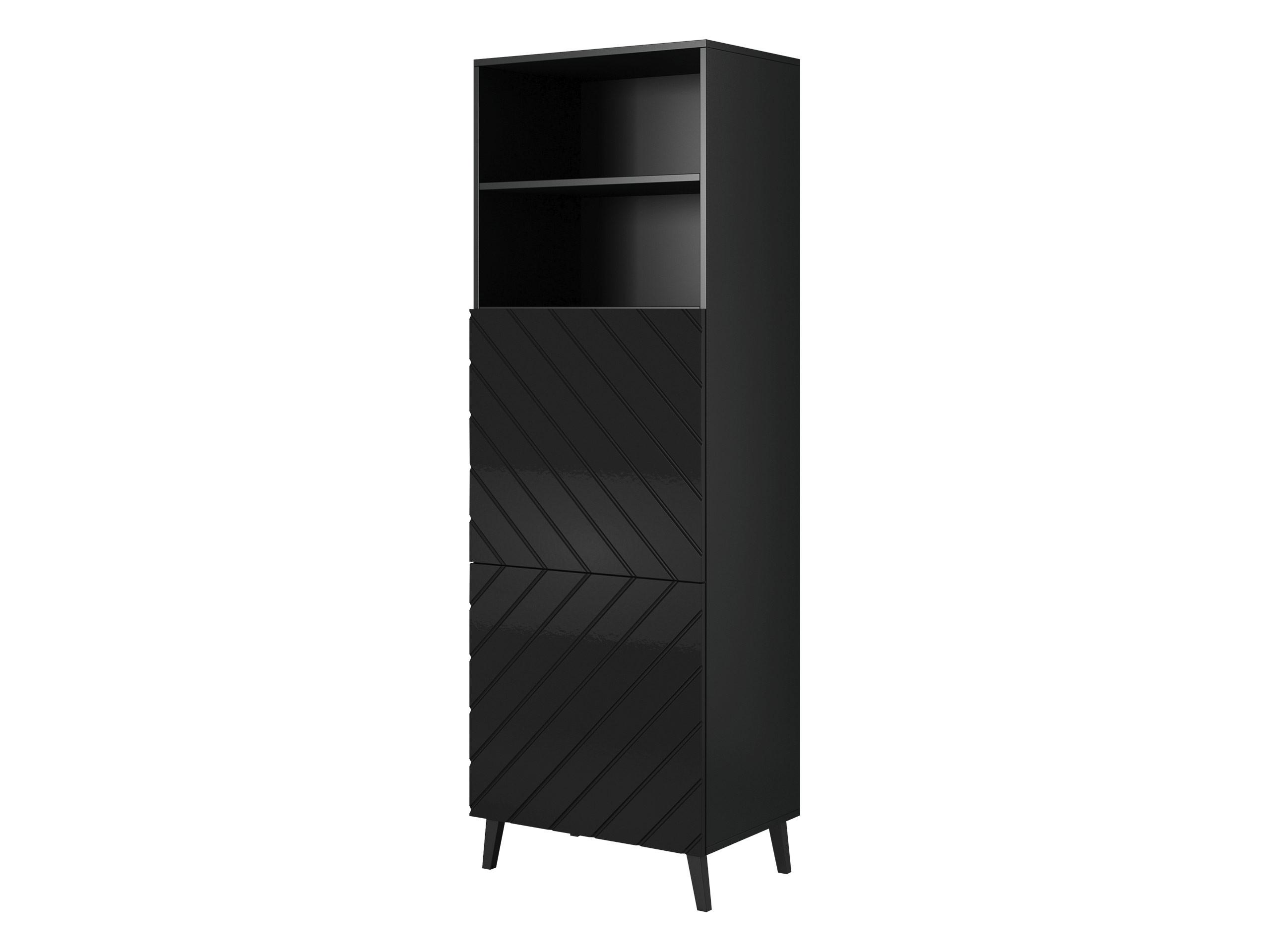 STANDREGAL Abeto 60 - Weiß Hochglanz/Schwarz, Holzwerkstoff/Kunststoff (60/177/40cm) - MIRJAN24