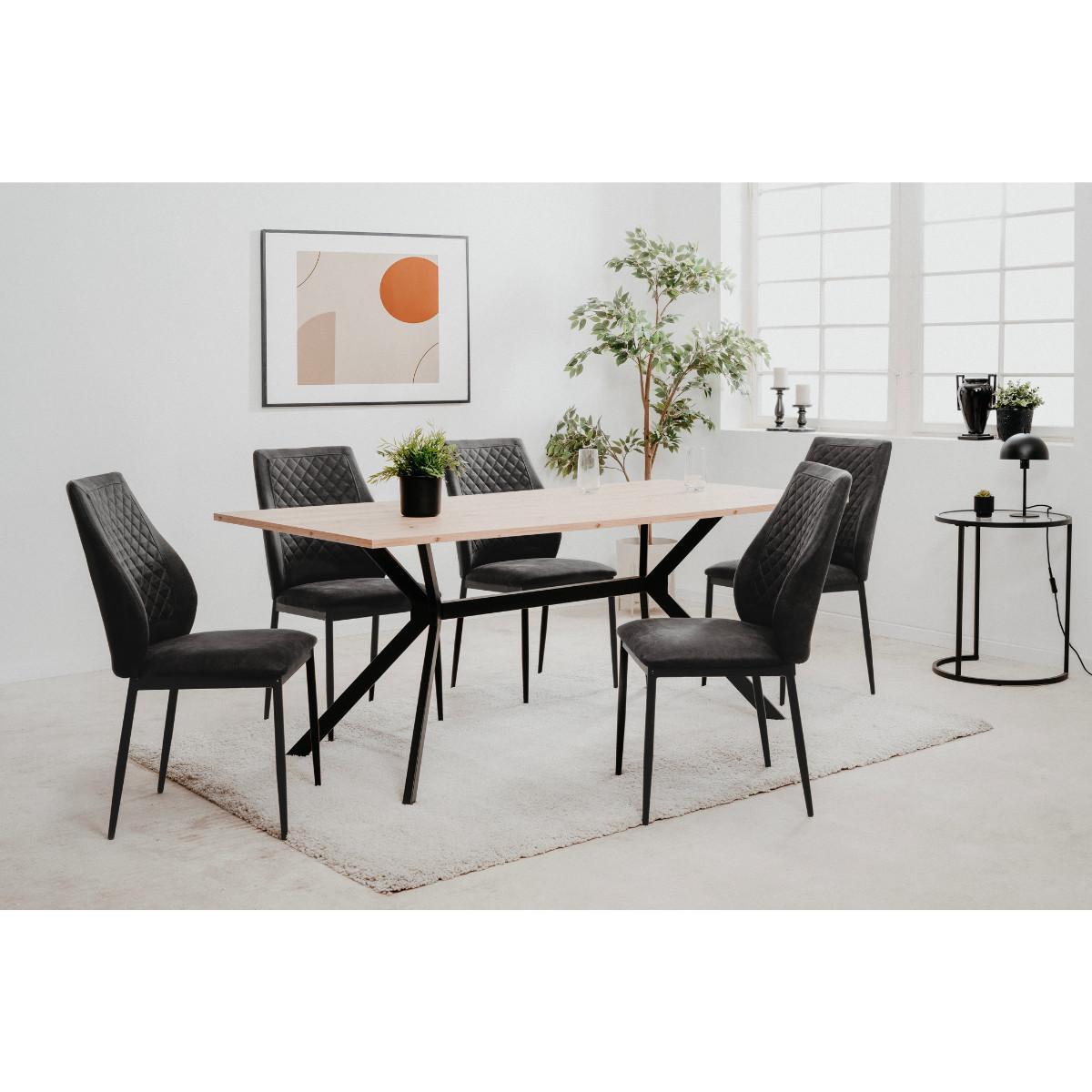 ESSZIMMERSTÜHLE STOFF MIT METALLGESTELL 4er set 45/90/45 cm - Dunkelgrau, Metall (45/90/48cm) - Calicosy