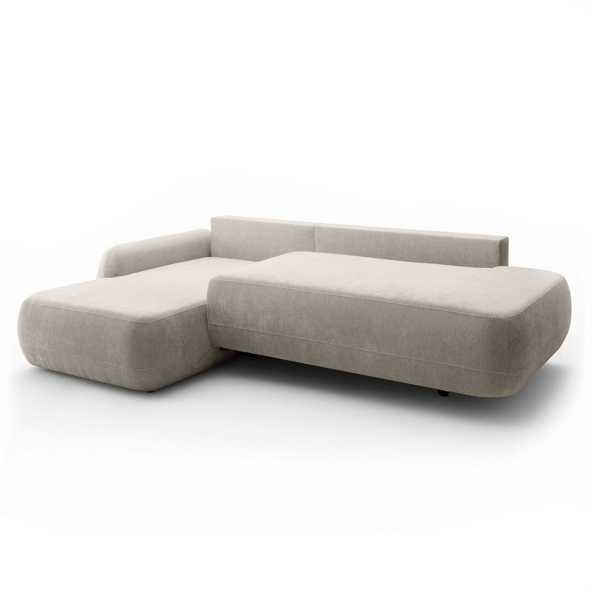 ECKSOFA GOYA mit Schlaffunktion und Bettkasten, Linke, Perfect Harmony 04 - Ecru, Textil (184/302cm) - Lookway