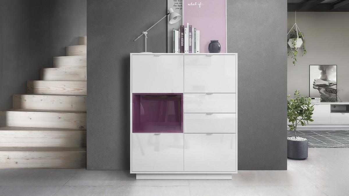 HIGHBOARD Metro Einsatz in Brombeer Hochglanz - Brombeere, Holzwerkstoff (103/123/37.5cm) - Vladon