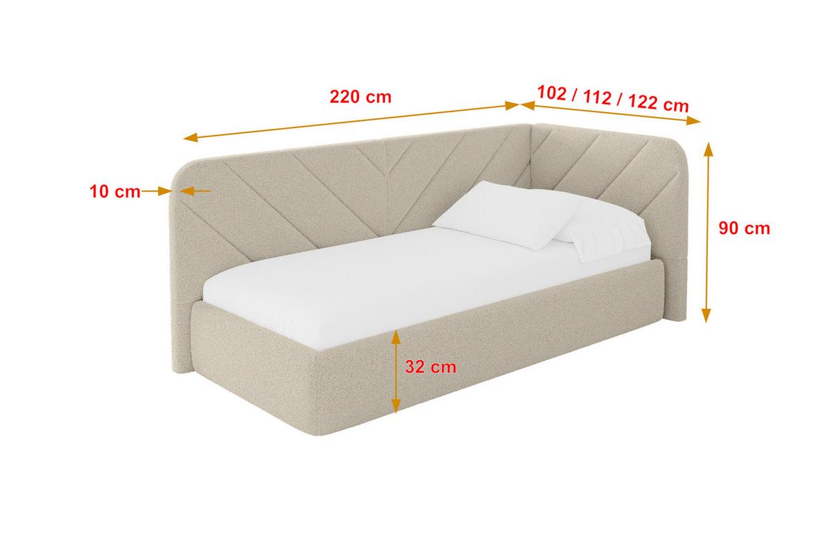 EINZELLBETT Jugendbett mit Bettkasten, Links - FIKY 100x200 Dunkelbeige - Cappuccino, Holzwerkstoff/Textil (100/200cm) - ALTDECOR