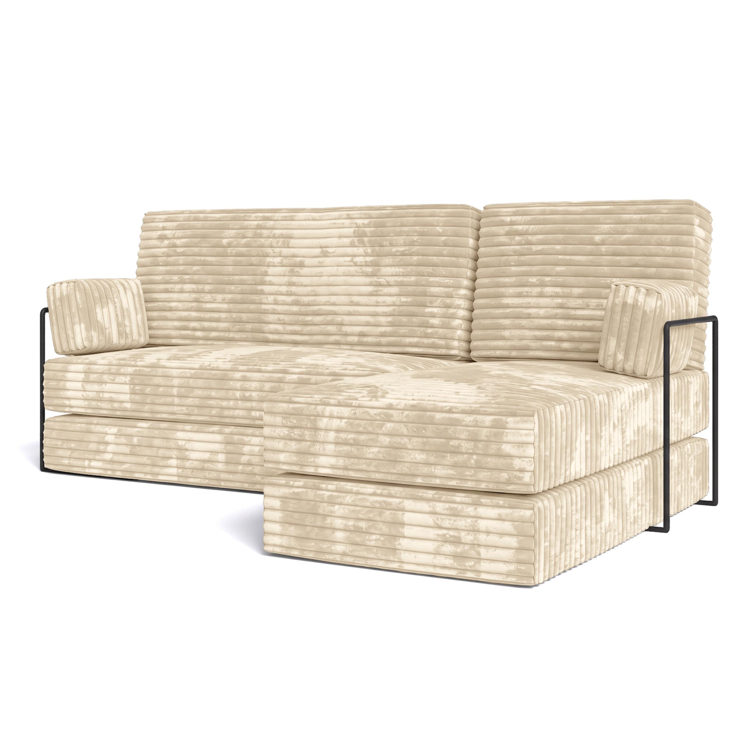 ECKSOFA NOTIA modulares Boneless Sofa mit Schlaffunktion Creme Kordstoff - Creme, Textil (200/120cm) - MASSENO