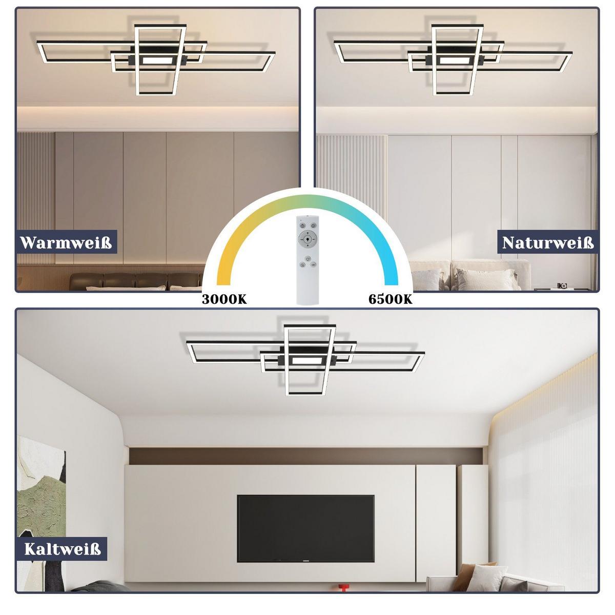 LED-DECKENLEUCHTE Lund 70/99/7cm - Schwarz, Metall (99/70/7cm) - Nettlife