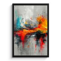 POSTER MIT RAHMEN Moderne Kunst - Orange - Grau - Abstrakt Bilder mit Rahmen 40x60 cm - Hellgrau, Papier (40/60cm) - MuchoWow